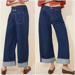 NWT Free People x We The Free Alia Cuffed High-Waist Wide-Leg Jean